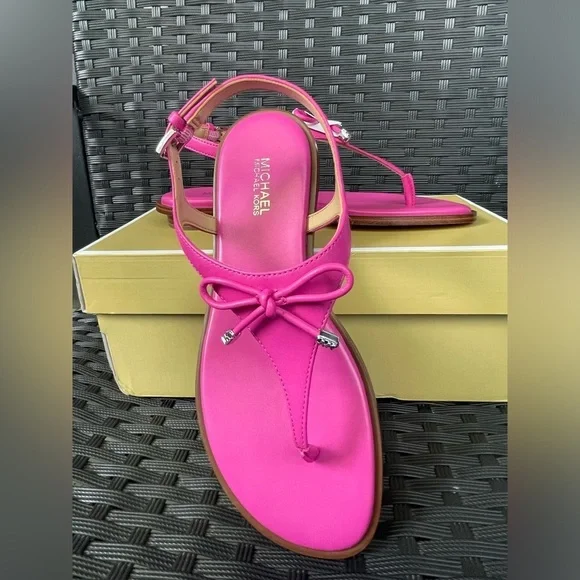 Michael Kors Shoes,Michael Kors Sandals,Michael Kors Pink T-Strap Sandals - Picture 5 of 11